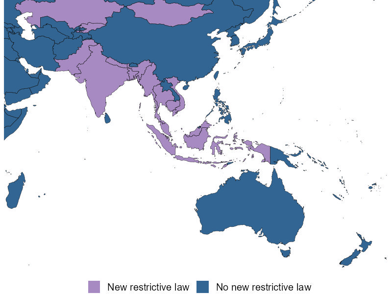 Countries with new laws restricting freedom of expression online