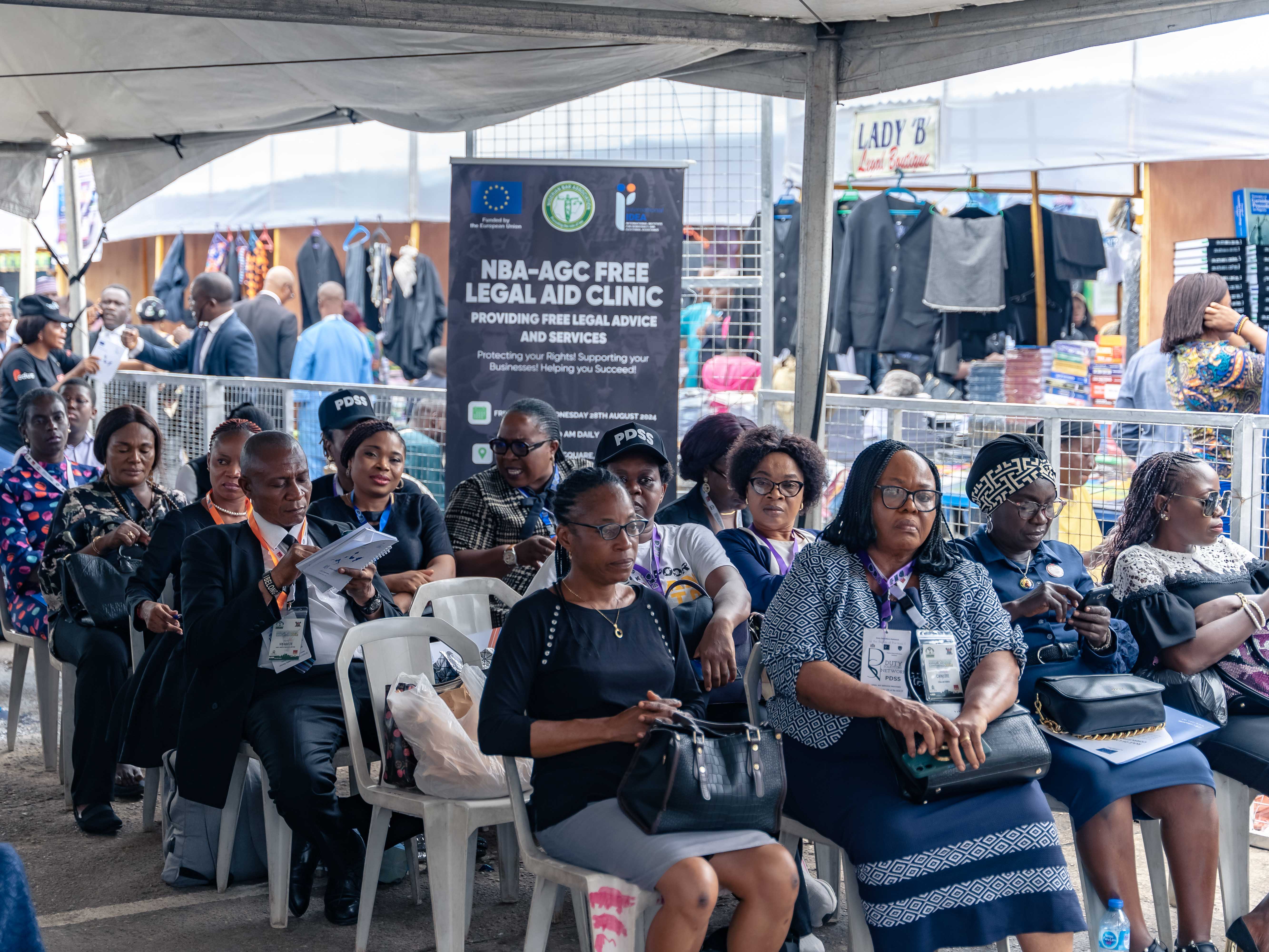 Local citizens in Lagos State Nigeria during the NBA conference waiting their turn for a free legal aid service 