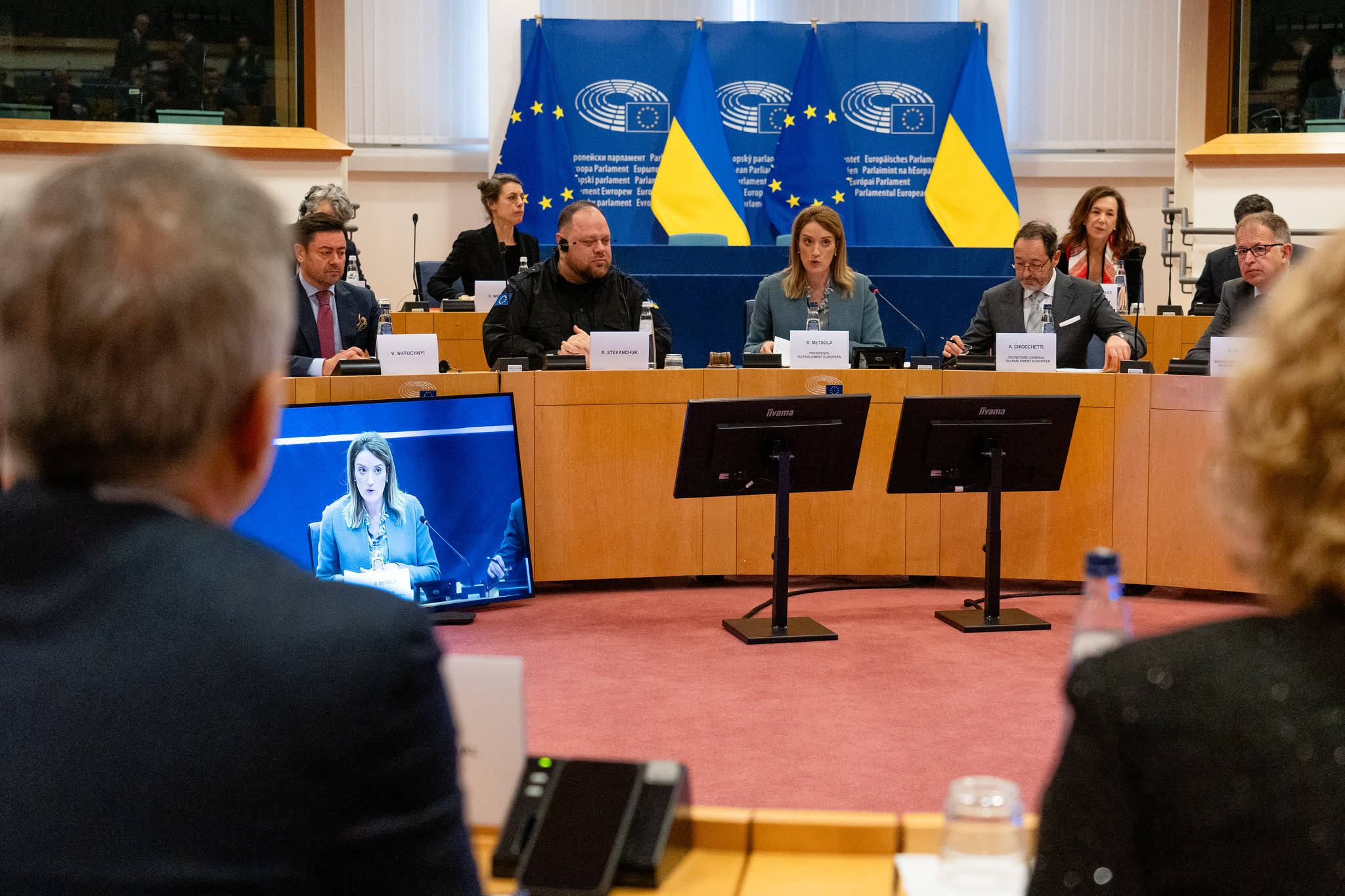 President Metsola and Ukrainian Parliament Speaker Stefanchuk, 28th November 2023. Image Credit: European Parliament Flickr