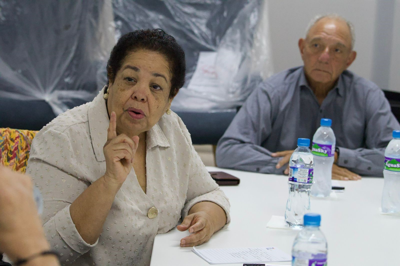 Maribel Jaén, coordinadora del Foro Ciudadano de las Reformas Electorales y Roberto Troncoso, ex presidente de la Asociación Panameña de Ejecutivos de Empresa (APEDE)