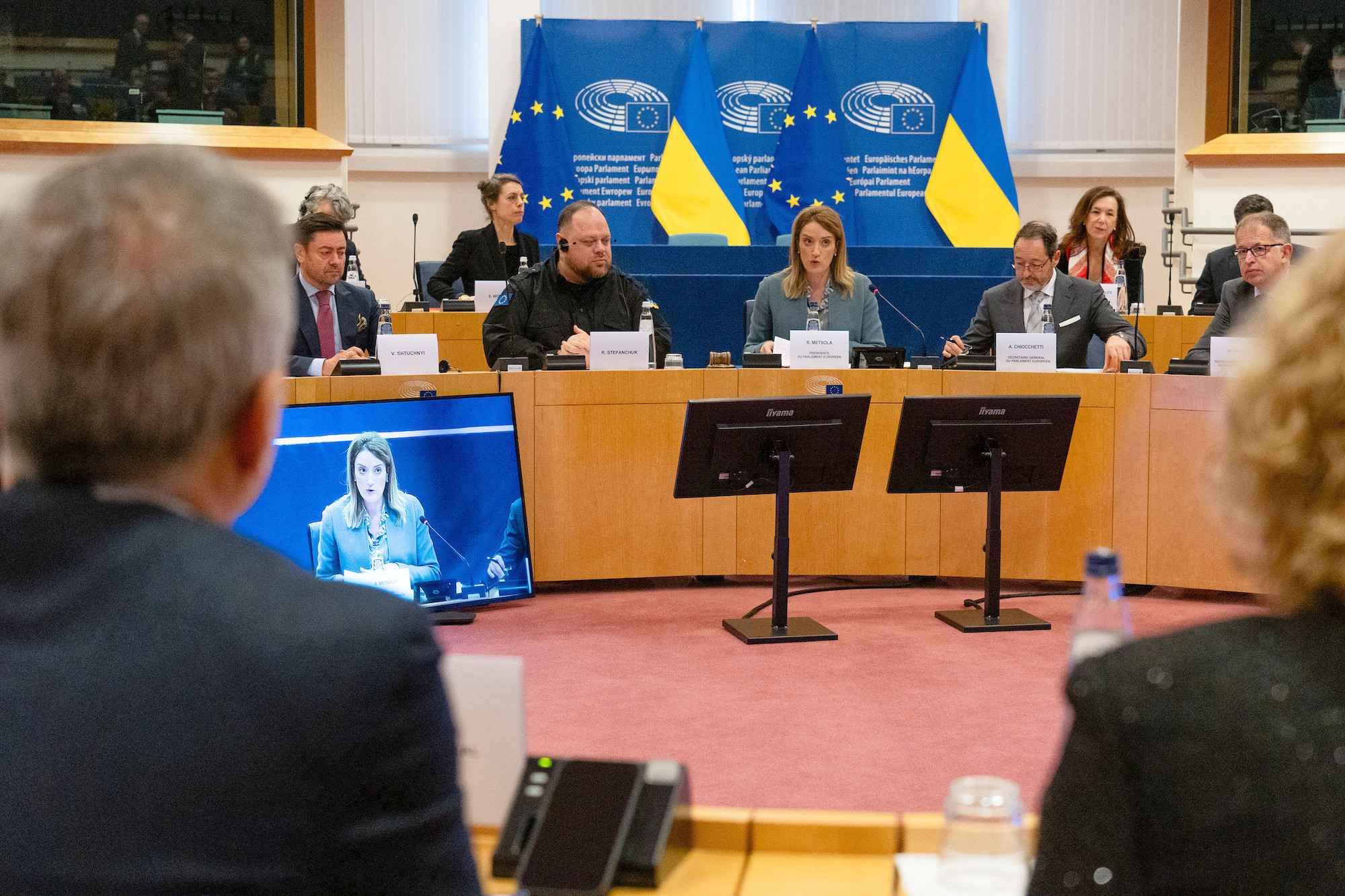 President Metsola and Ukrainian Parliament Speaker Stefanchuk, 28th November 2023. Image Credit: European Parliament Flickr