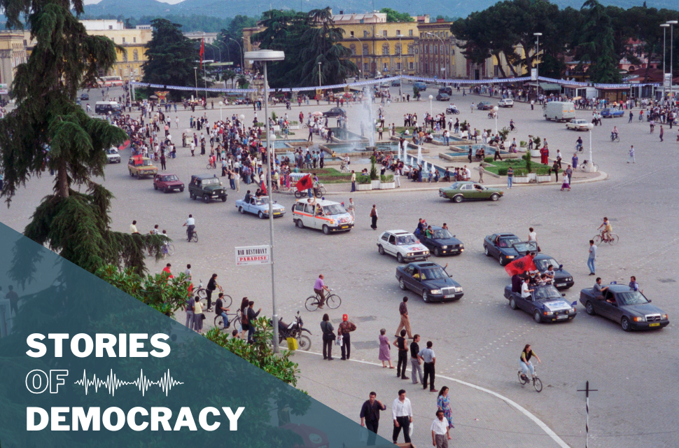 Democratic Party celebrating in Tirana – Albania – 1996