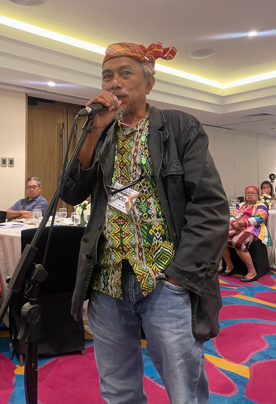 Participant speaks during an Indigenous Peoples Champions for the Philippines Forum in 2023.