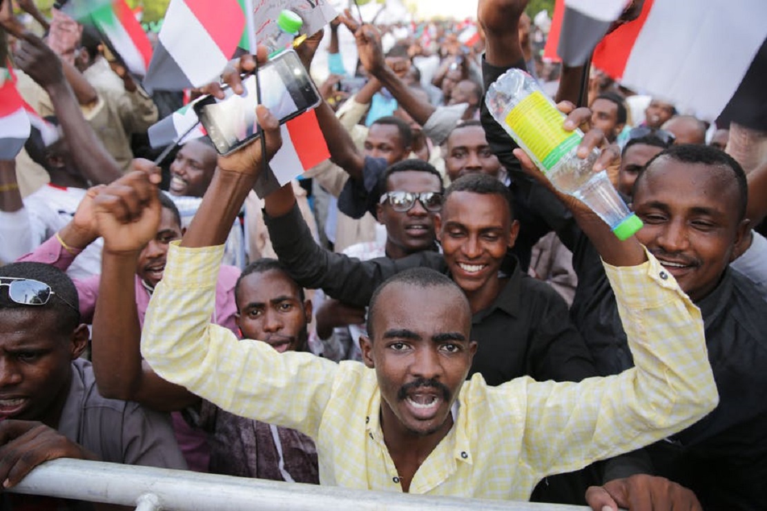 Supporters of Sudan’s military rulers rally in Khartoum. EPA-EFE-Marwan Ali
