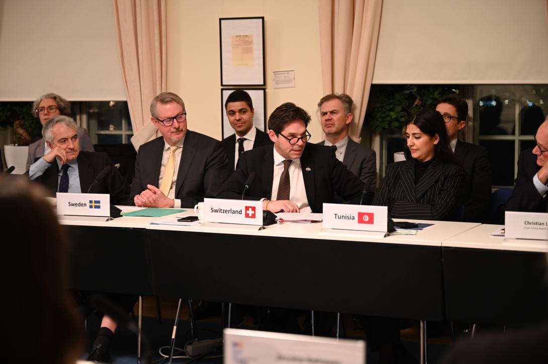 Ambassador of Switzerland, Adrian Junker, delivers remarks at the Council of Member States meeting, marking the start of Switzerland's Chairship year